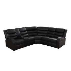 Pickup Only--Black Semi PU Breathable Leather Living Room Recliner Intelligent 3-Piece Sofa Set (Option: GS43013PCS   W.LL.RL)