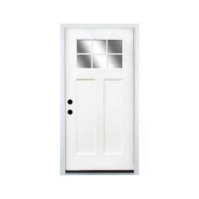 Fiberglass Entry Door, 36 X 80 Door With Brickmould,4-9-16 Vinyl Frame,White Primed, Right Hand Inswing, Front Entry Knock-Down Door, 2-Panel Cra (Option: White)