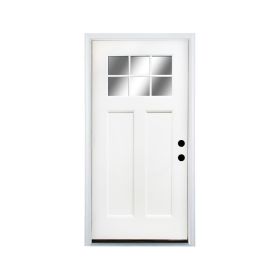 Fiberglass Entry Door, 36 X 80 Door With Brickmould,4-9-16 Vinyl Frame,White Primed, Left Hand Inswing, Front Entry Knock-Down Door, 2-Panel Craf (Option: White)