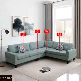 Pickup Only--Pale Green Massa Calico 4-Piece Couch Living Room Sofa Set (Option: F22307.2PCS  LS.C.RS.W)