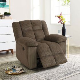 Pickup Only--Brown Stripe Fabric Living Room Recliner Intelligent 3-Piece Sofa Set (Option: C)