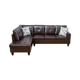 Pickup Only--Brown Faux Leather 3-Piece Living Room Sofa Set (Option: F09723A2PCS  S.C)