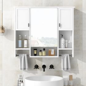 35'' X 28'' Modern Wall Mounted Bathroom Storage Cabinet, Bathroom Wall Cabinet With Mirror, Medicine Cabinet With Towels Bar (Option: White)