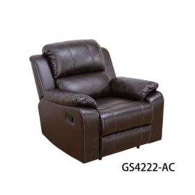 Pickup Only---Brown Breathing Leather 4-Piece Living Room Recliner Sofa Set (Option: AC)