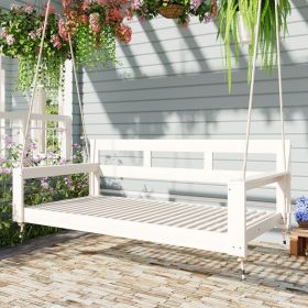 TOPMAX Patio Wooden Twin Size Porch Swing Daybed Frame, Garden Swing Bench Chair With 4 Hanging Ropes For Backyard,Outdoor,White (Option: White)