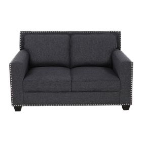 Pickup Only--Black Linen 3-Piece Living Room Sofa Set (Option: F2501  L)