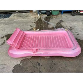 Inflatable Maple Leaf Floating Bed Swimming Ring Backrest Float Raft (Option: Transparent Red Spray Pond-214x145cm)