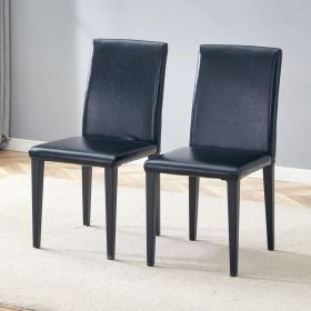 Two Black PU Dining Chairs, Simple And Versatile, Comfortable And Accompanied. The Exquisite And Multifunctional Dining Chair Has Opened Up A Com (Option: Black)