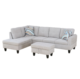 Only Self Pickup--Light Grey Fluffy Fabric Living Room Sofa (Option: F09920A   3PCS  S.C.O)