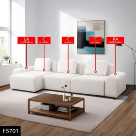 Self Pickup Only--White Microfiber 4-Piece Living Room Sofa Set (Option: 4pcs)