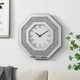 Octagonal Mirror Wall Clocks And Artificial Gemstone Wall Clocks (Option: Silver)