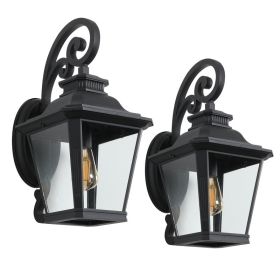 21 H  1-Pack Outdoor Wall Lantern Light  Vintage Black Metal & Clear Glass Sconce With Decorative Scroll Design For Porch, Patio, And Garden Ligh (Option: Default)