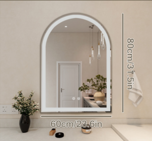 Smart Anti-fog LED Bathroom Mirror Arch Shape Dual Light 3 Color Temperatures Memory Dimming (Option: 2432)