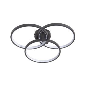 20 Modern Black LED Ceiling Light, 3-Ring Flush Mount Fixture For Living Room, Bedroom, Or Dining Room, Sleek And Energy-Efficient Design, Easy I (Option: Default)
