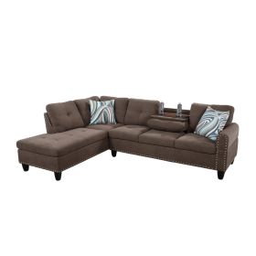 Self-pickup Only--Brown Breathable Fabric Living Room 3-Piece Sofa Set (Option: F09921A   2PCS  C.S)
