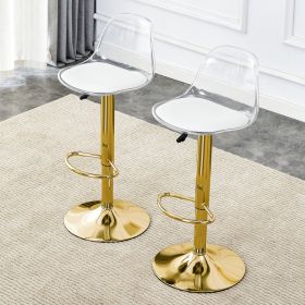Modern Minimalist Bar Chairs And Bar Stools. Can Rotate 360  And Adjust Lifting. PET Backrest And PU Seats. Set Of 2. Suitable For Bars, Restaura (Option: Gold)