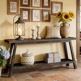 2-Tier Sofa Table,Console Table,Side Table (Option: Dark Brown)