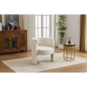Modern Accent Chair, Contemporary Boucle Fabric Accent Armchair Comfy Upholstered Leisure Single Sofa Chair For Living Room Bedroom Apartment Off (Option: Ancient White)
