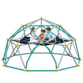12ft Geometric Dome Climber Play Center, Kids Climbing Dome Tower With Hammock, Rust & UV Resistant Steel Supporting (Option: grey)