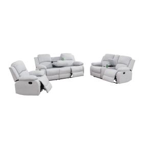 Pickup Only--Grey-White Linen 3-Piece Couch Living Room Sofa Set (Option: GS2886   C.S.L)
