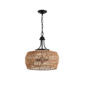 19  Boho Hemp Rope Pendant Light, Hand-Woven Jute Hanging Lamp With Adjustable Chain, Natural Rope Shade Ceiling Light Fixture For Kitchen Island (Option: Default)