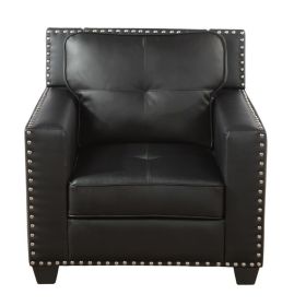 Pickup Only--Black Faux Leather 3-Piece Living Room Sofa Set (Option: F2502   C)