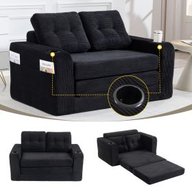 Convertible Sofa Bed,Expandable Double Sofa Bed, 2 In 1 Convertible Sofa Bed, Fold Out Floor Couch With Pillows For Living Room Bedroom Lounge (Option: Black)
