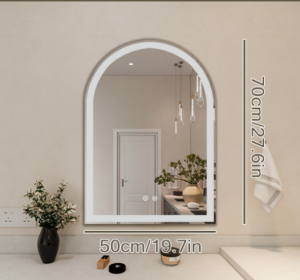 Smart Anti-fog LED Bathroom Mirror Arch Shape Dual Light 3 Color Temperatures Memory Dimming (Option: 2028)