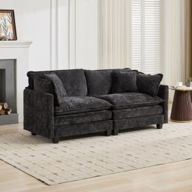 Cloud Sofa LoveSeat Ottoman Is Not Included, Modern Sectional Couch, For Living Room Bedroom And Apartment, Comfy Double Layer Upholstered Seat C (Option: Black)