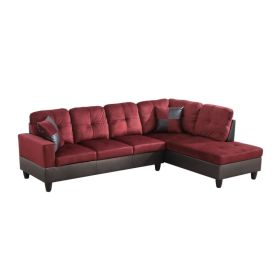 Pickup Only--Red Flannel And PVC 3-Piece Couch Living Room Sofa Set (Option: F104B2PCS   C.S)