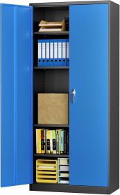 SUPEER Filing Cabinet, Metal Cabinet With 4 Height-Adjustable Shelves, Sheet Steel Powder Coating, Steel Cabinet For Tools, Garage H 180 Cm X W 80 Cm (Option: Blue)