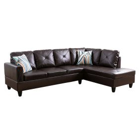 Pickup Only--Brown Faux Leather 3-Piece Couch Living Room Sofa Set (Option: F09823B2PCS  S.C)