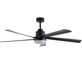 65 Inch Black Ceiling Fan With Light, 5-Blade Dimmable LED Ceiling Fan With Remote Control, Modern Quiet Design For Living Room And Bedroom Silen (Option: Default)
