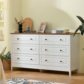 Modern Painted Solid Wood 6 Drawer Chest Of Drawers For Bedroom Living Room Entryway Ample Storage Easy Assembly Stylish White (Option: Default)
