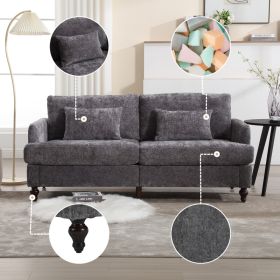 Mid Century Modern Chenille Fabric Loveseat Sofa, 2-Seat Upholstered Loveseat Sofa Modern Couch For Living Room,Brown Wood Feet Sofa For Bedroom, (Option: Gray)