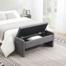 Modern Bed End Bench With Storage,Upholstered Large Foot Rest Stool, Comfy Window Vanity Bench For Living Room,Bedroom,Dorm,Coffee Table,Linen Da (Option: Dark grey)