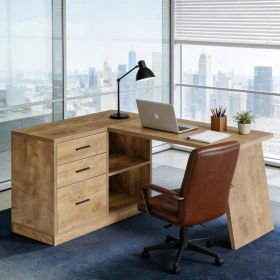 Corner Writing Desk,L-Shaped Office Desk,Computer Desk (Option: Brown)