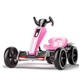 12V Electric Kids Pedal Go Kart, Folder Go Kart, Outdoor Ride On Toy With Adjustable Seat, 4 Non-Slip EVA Wheels For Boys And Girls For Age 3-6 Y (Option: Magenta)