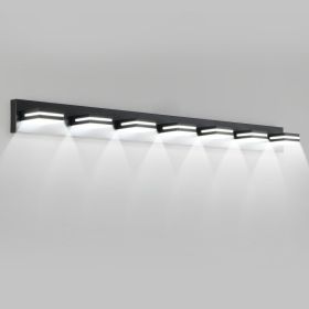 Modern Black LED Vanity Light, 7-Lights Wall Sconce For Bathroom And Mirror, Sleek Minimalist Design, Energy-Efficient, Easy To Install (Option: Default)