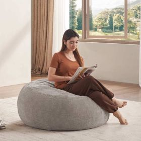4FT Bean Bag Chair, Memory Foam Filling, Adult And Teen Bean Bag Chair, Soft Sofa With Removable Flannel Cover, Round Sofa For Living Room, Bedro (Option: Khaki)