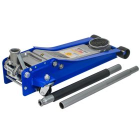 3T Heavy Duty Horizontal Double  Floor Jack Without Foot Pedal,and Steel Racing Floor Jack With Dual Piston Quick Lift Pump,3 Ton 6,600 Lb Capaci (Option: BlueSilver)