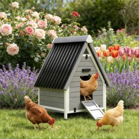 Pet House,Wooden Chicken House,Chicken Coop (Option: Black GrayWhite)