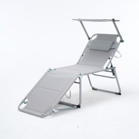 Face Down Chaise Lounge Chair 5-Position Adjustable Sunbathing, Foldable Tanning Chair With Face& Arm Holes, Outdoor Recliner Chair For Pool, Bea (Option: Blue Gray)
