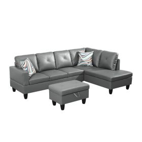 Pickup Only--Black Grey Linen 3-Piece Sofa Living Room Sofa Set (Option: F09911B3PCS  S.C.O)