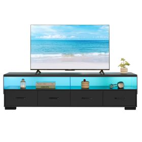 4-Drawer TV Stand For TV's Up To 80 Flat Screen Cabinet Door Living Room Storage Entertainment Center, Black (Option: Black)