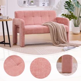 Nordic Modern Double Armchair Living Room & Bedroom Compact Upholstered Sofa Leisure Sofa Comfortable Seating With Dual Armrests Can Be Paired Wi (Option: Pink)