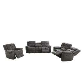 Dark Grey Stripe Fabric Living Room Intelligent Recliner 3-Piece Sofa Set (Option: GS51223PCS  C.L.S)