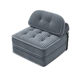 Convertible Corduroy Lounge Chair With Tufted Design, Full Foam Support, Fold-Out Sleeper & Adjustable Arc Pillow, Compressed Sofa Chair For Living Ro (Option: defaulttitle)