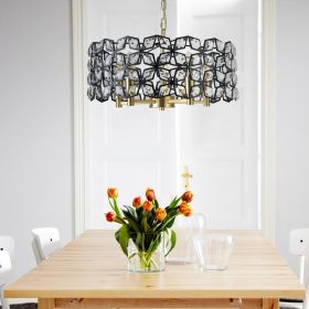 19  Geometric Crystal And BlackGold Round Pendant Chandelier - Modern 5-Light Fixture For Dining Room, Living Room, Or Kitchen  Bulb Not Included (Option: Default)