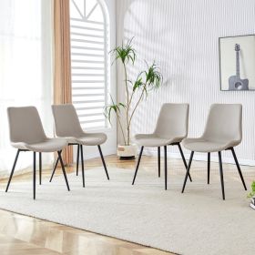 Light Gray Artificial Leather Backrest Cushion Dining Chair Black Metal Legs Curved Widened Cushion Design For More Comfort Suitable For Restaura (Option: Black  Warm Grey)